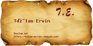 Tálas Ervin névjegykártya